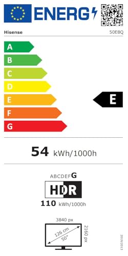 Hisense 50E8Q - Mini LED Smart TV, Quantum Dot, 144Hz, Subwoofer Integrado, Dolby Vision IQ & Dolby Atmos, Full Array Local Dimming, Procesador Hi-View Engine
