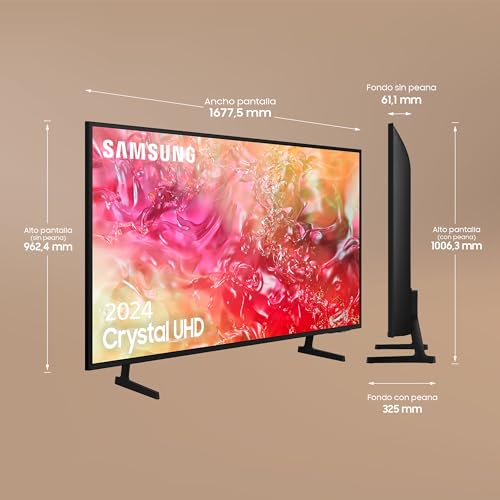 Samsung TV Crystal UHD 4K 2024 75DU7105 Smart TV de 75" Crystal UHD con Colores Puros con PurColor, el Mejor Smart TV, Todos los Altavoces a la Vez con Q-Symphony y controla tu casa con SmartThings