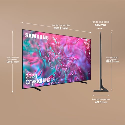 Samsung TV Crystal UHD 4K 2024 98DU9005 Smart TV de 98" Image, Supersize Picture Enhancer, Algoritmo Deep Learning Super Resolution y Colores Puros con PurColor