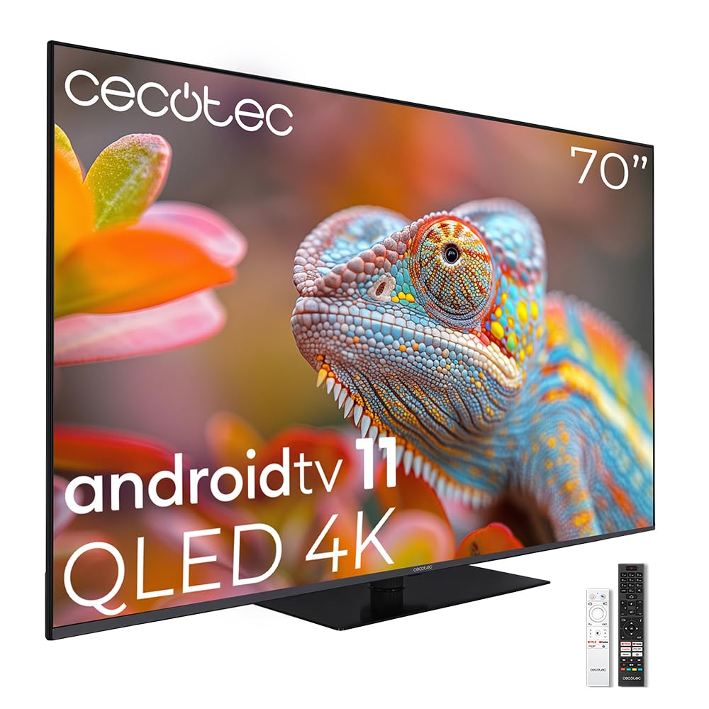 Cecotec Televisor QLED 70" Smart TV V1Z+ Series VQU11070Z+. Resolución 4K UHD, Sistema Operativo Android TV 11, Subwoofers, Chromecast, HDR10+, Google Voice Assistant