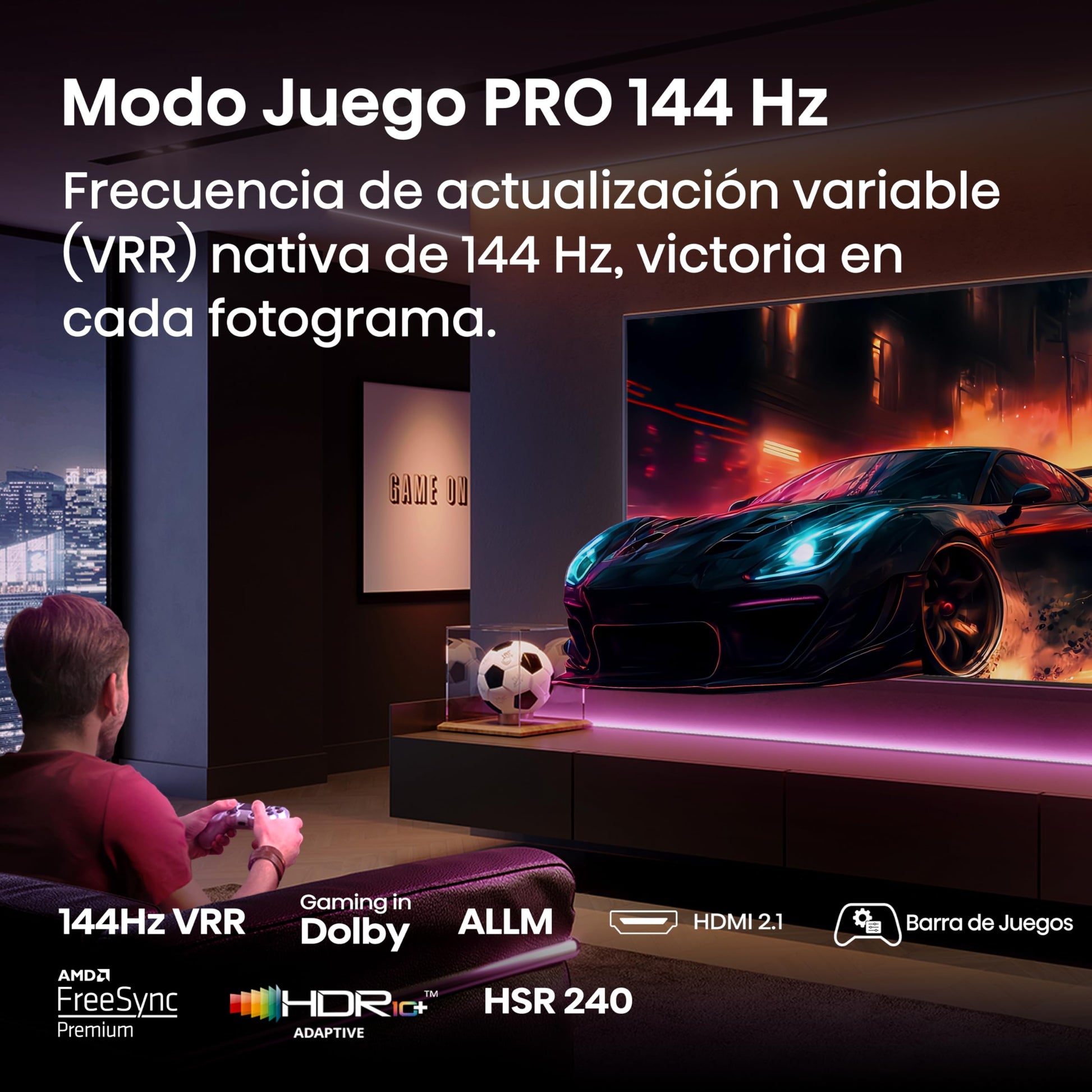 Hisense 100E7Q Pro - QLED Smart TV 100 Pulgadas, Gaming TV, Modo Juego Pro 144Hz, AMD Freesync Premium Pro, Dolby Vision IQ, Dolby Atmos, Movimientos Suaves IA, Hi-Concerto, Procesador Hi-View IA