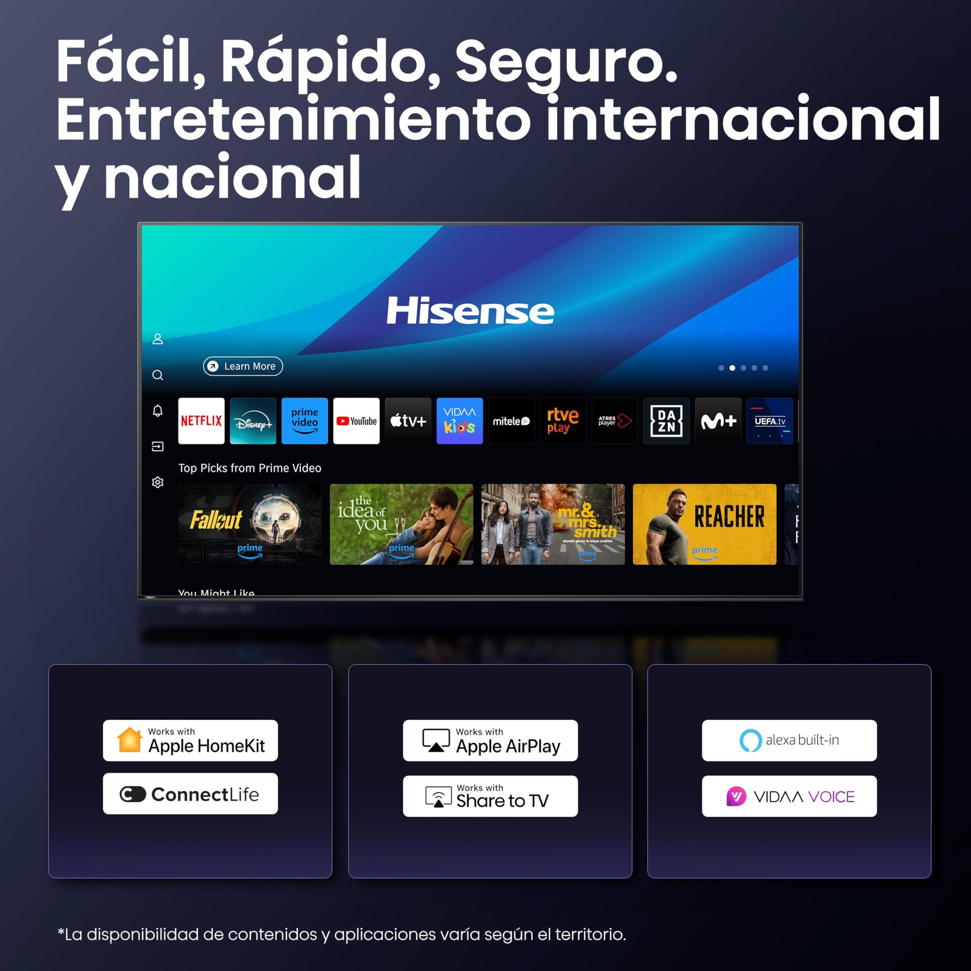 Hisense 55E7Q Pro - QLED Smart TV, Gaming TV, Modo Juego Pro 144Hz, AMD Freesync Premium Pro, Dolby Vision IQ + Dolby Atmos, Hi-Concerto, Procesador Hi-View Engine