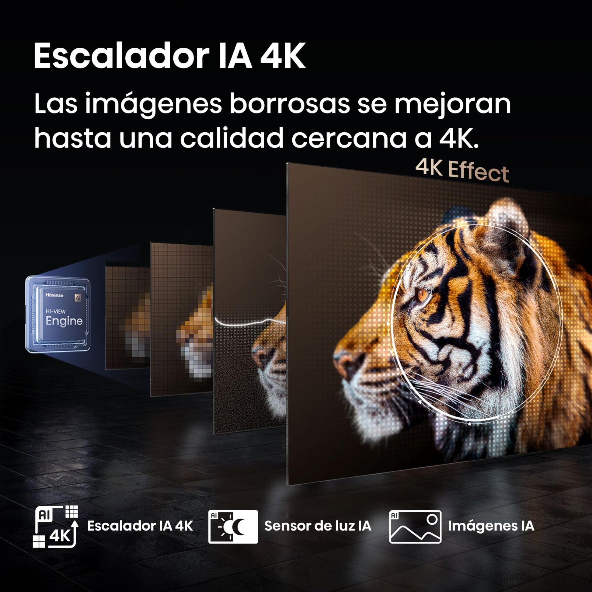 Hisense 100E7Q Pro - QLED Smart TV 100 Pulgadas, Gaming TV, Modo Juego Pro 144Hz, AMD Freesync Premium Pro, Dolby Vision IQ, Dolby Atmos, Movimientos Suaves IA, Hi-Concerto, Procesador Hi-View IA